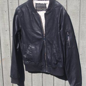 CI SONO BY CAVALINI BLACK JACKET- BLACK FAUX  LEATHER SIZE-LARGE